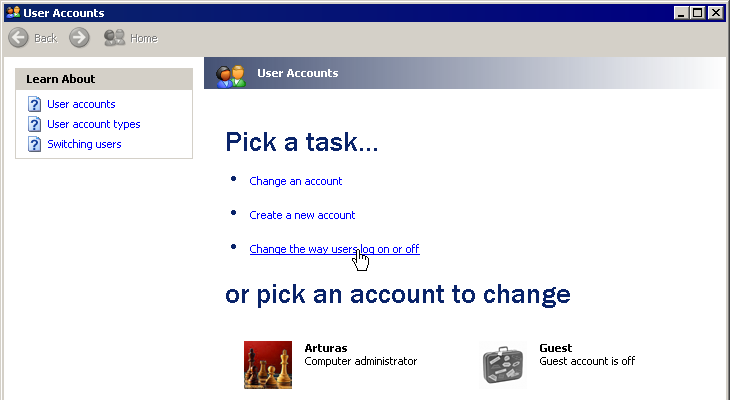 User acouts